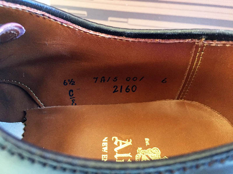 Alden（オールデン）2160のサイズ表記