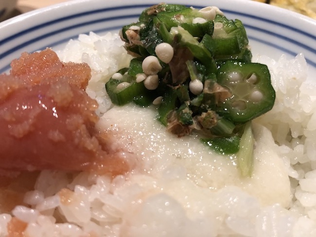 天麩羅 えびのやの明太子とろろオクラご飯！