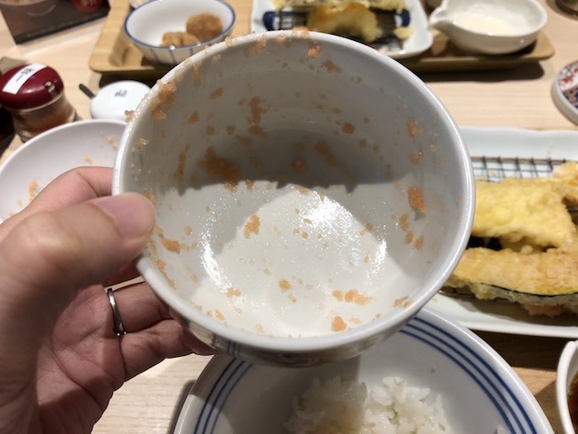 天麩羅 えびのやで明太子おかわり