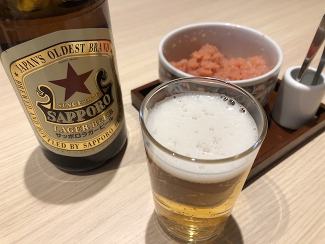 天麩羅 えびのやでビールと明太子
